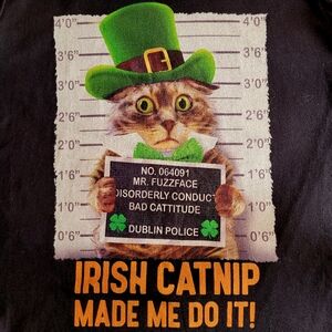 Womens "Black Short Sleeve T Shirt "Irish Catnip Made Me Do It!" Womens 2X